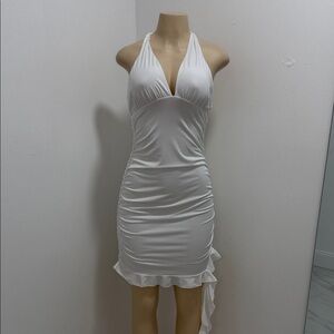 Elegant White Halter Dress